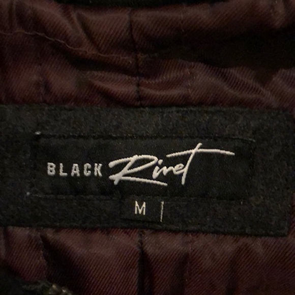 Black Rivet Wool/Polyester Blend Coat - Picture 3 of 10